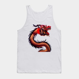Red and Gold Chinese Dragon with Translucent Background Tank Top